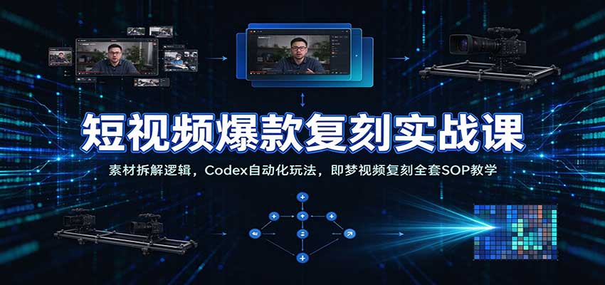 短视频爆款复刻实战课：素材拆解逻辑，Codex自动化玩法，即梦视频复刻全套SOP教学-网赚副业网