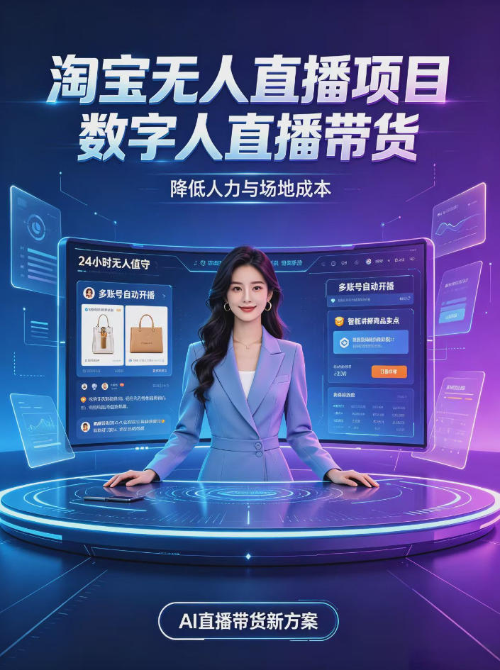 淘宝AI无人直播带货,24小时自动开播低门槛副业,无需真人长时间出镜,持续引流出单【揭秘】-网赚副业网