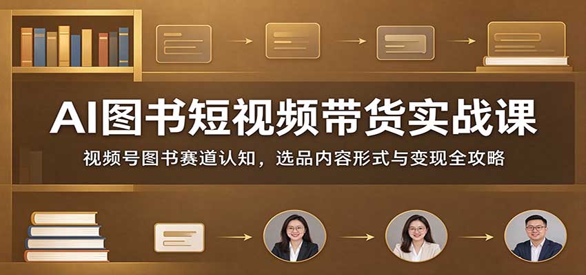 AI图书短视频带货实战课：视频号图书赛道认知，选品内容形式与变现全攻略-网赚副业网