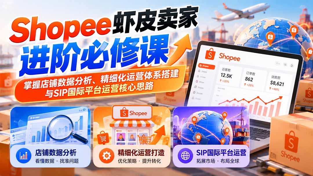 (20949期)Shopee虾皮卖家进阶必修课:掌握店铺数据分析、精细化运营体系搭建与SIP国际平台运营核心思路-网赚副业网