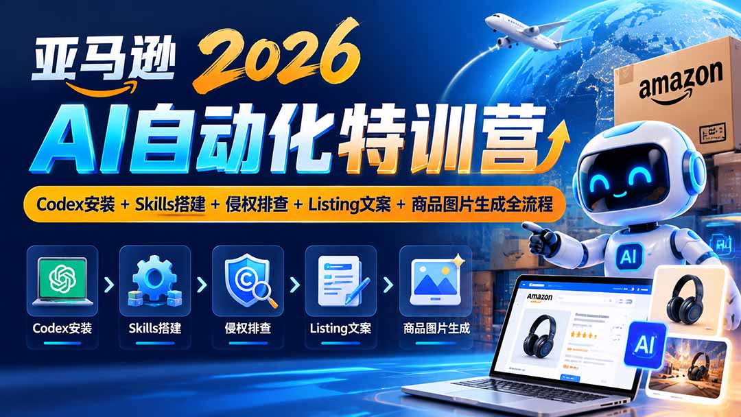 (20746期)亚马逊2026AI自动化-10月特训营:Codex安装+Skills搭建+侵权排查+Listing文案+商品图片生成全流程-网赚副业网