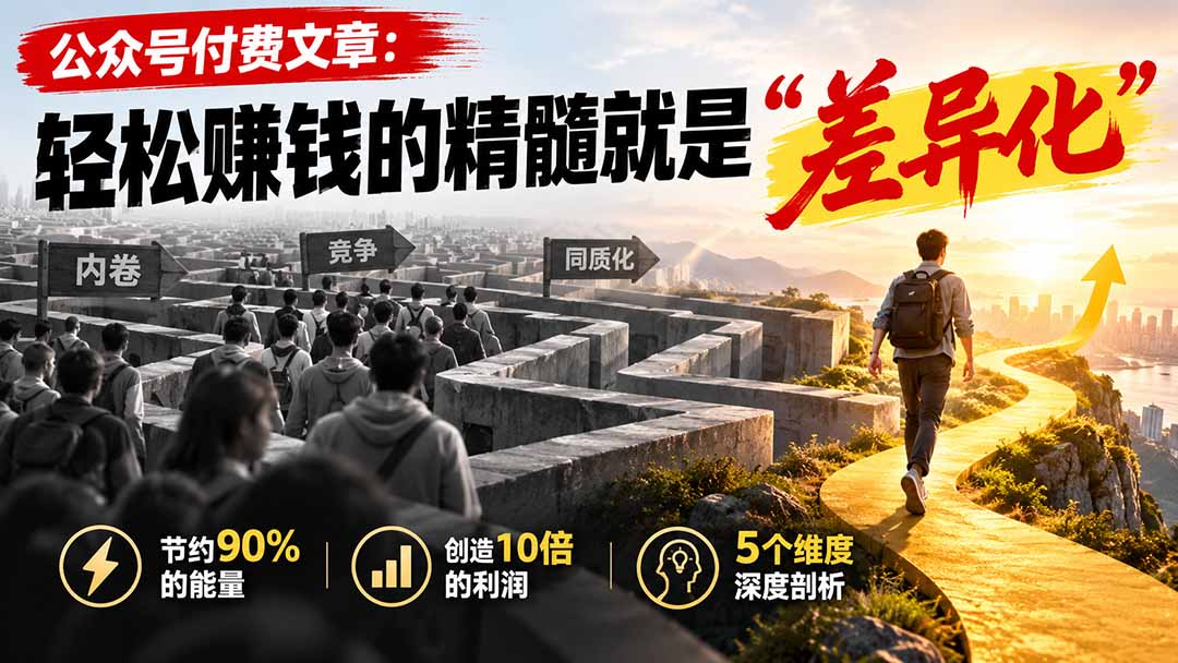 (20779期)公众号付费文章:轻松赚钱的精髓就是“差异化”-网赚副业网