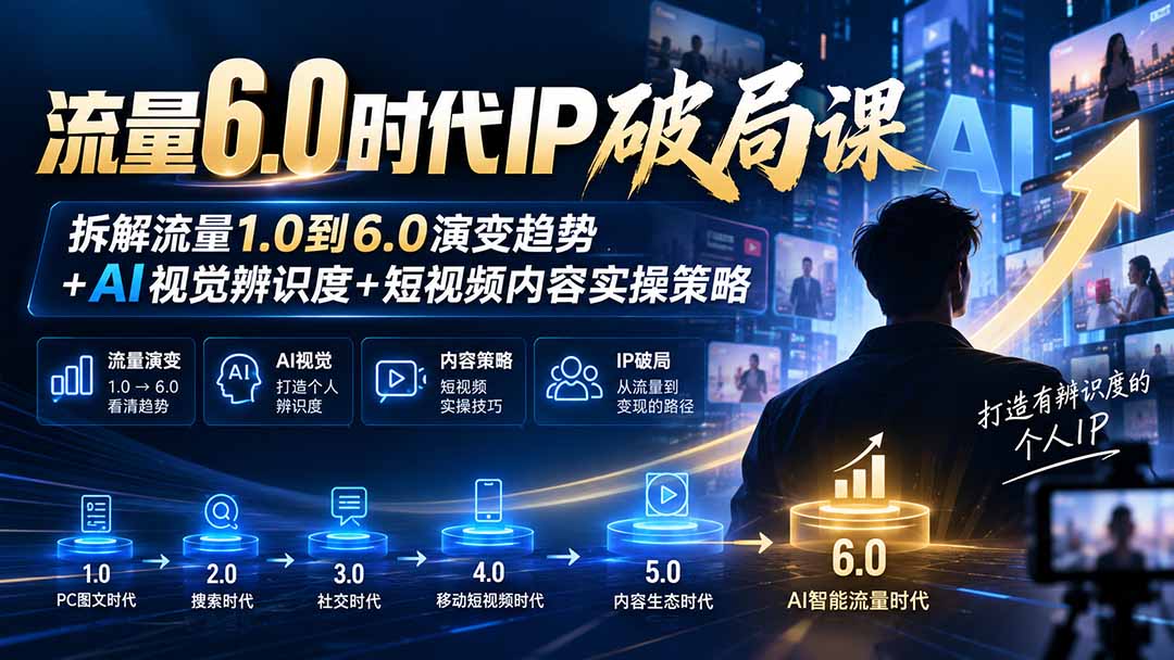 （20845期）流量6.0时代IP破局课：拆解流量1.0到6.0演变趋势+AI视觉辨识度+短视频内容实操策略插图1