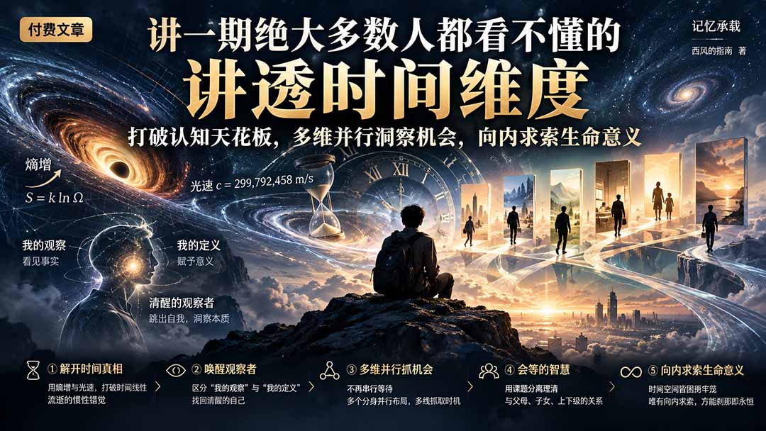 （21267期）付费文章：讲一期绝大多数人都看不懂的，讲透时间维度，打破认知天花板，多维并行洞察机会，向内求索生命意义-网赚副业网