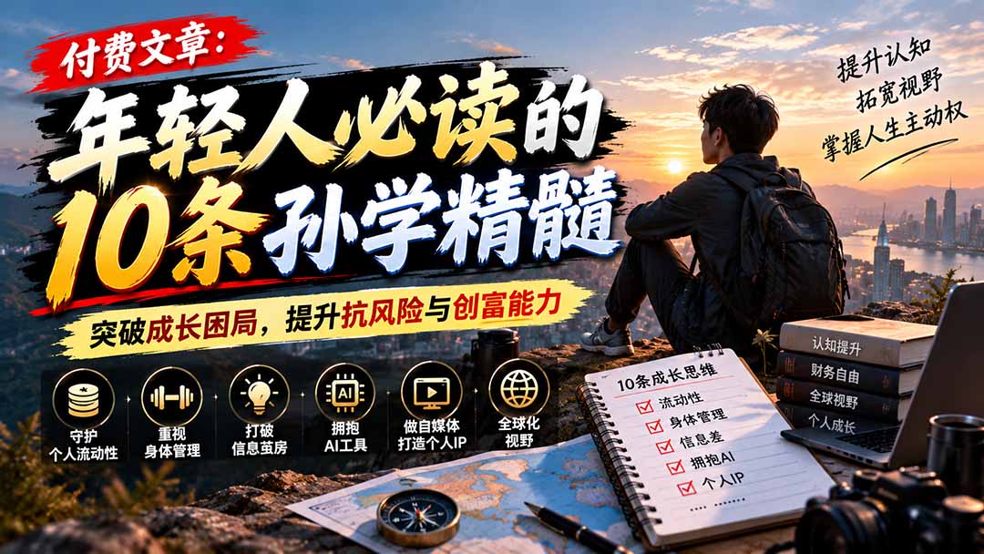 (21112期)付费文章:年轻人必读的10条孙学精髓,突破成长困局,提升抗风险与创富能力-网赚副业网