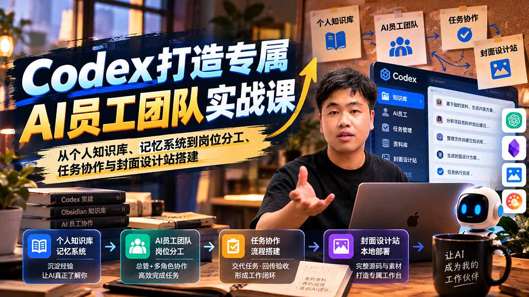 (20916期)【无水印】Codex打造专属AI员工团队实战课:从个人知识库、记忆系统到岗位分工、任务协作与封面设计站搭建-网赚副业网
