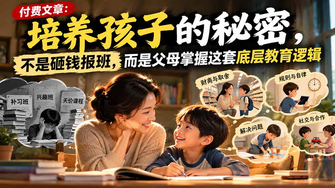 （21179期）付费文章：培养孩子的秘密，不是砸钱报班，而是父母掌握这套底层教育逻辑-网赚副业网