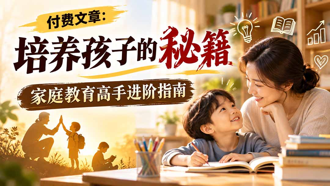 (20919期)付费文章:培养孩子的秘籍,家庭教育高手进阶指南-网赚副业网