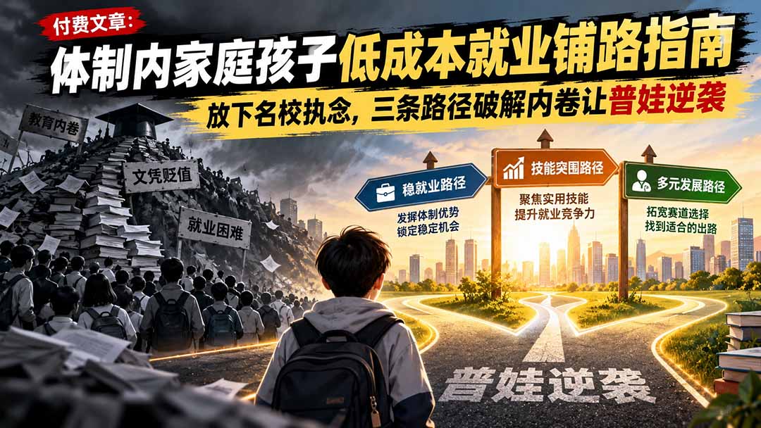 (21231期)付费文章:体制内家庭孩子低成本就业铺路指南,放下名校执念,三条路径破解内卷让普娃逆袭-网赚副业网