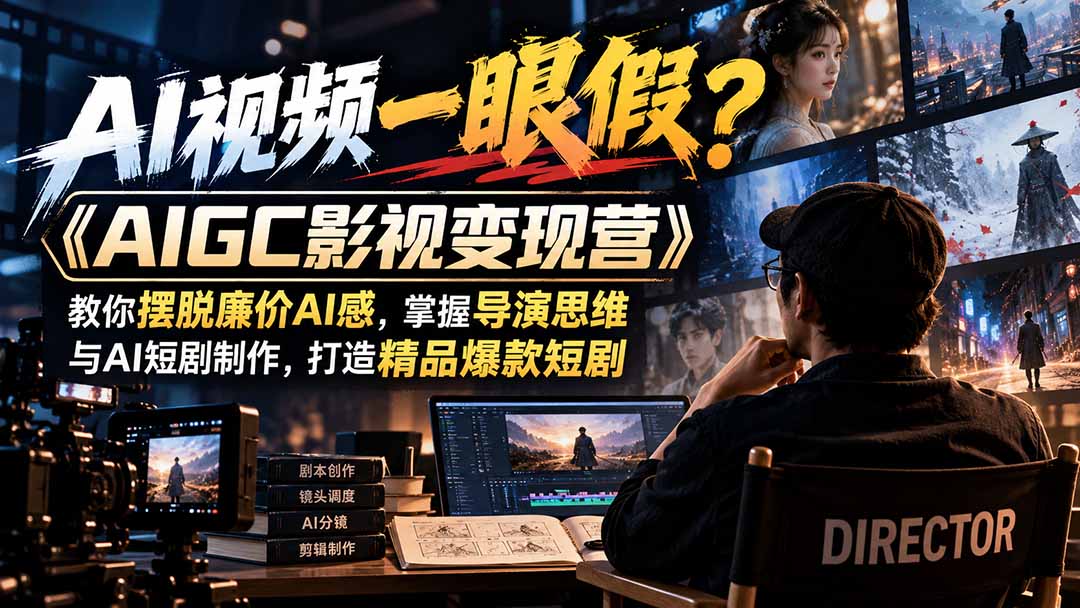 (21133期)【无水印】AI视频一眼假?《AIGC影视变现营》教你摆脱廉价AI感,掌握导演思维与AI短剧制作,打造精品爆款短剧-网赚副业网