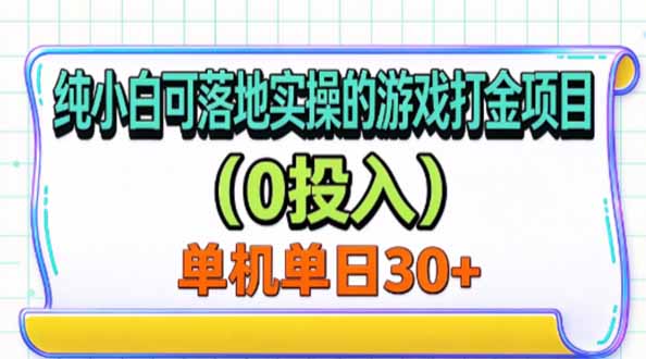 (20993期)纯小白可落地实操的游戏打金项目(0投入)单机单号30+-网赚副业网