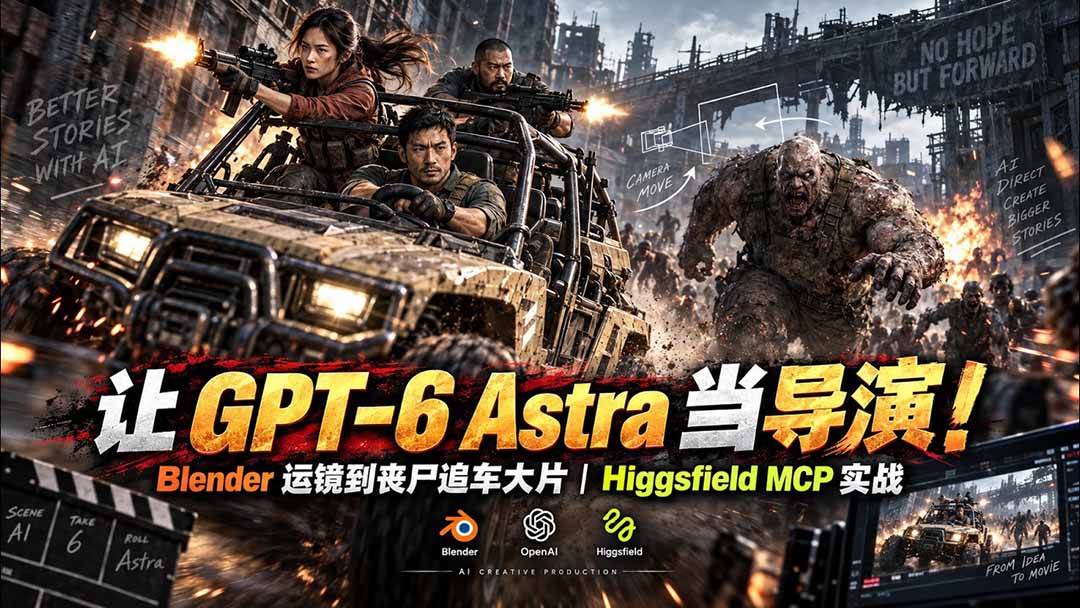 (20762期)【无水印】让 GPT-6 Astra 当导演!Blender 运镜到丧尸追车大片|Higgsfield MCP 实战插图1 (20762期)【无水印】让 GPT-6 Astra 当导演!Blender 运镜到丧尸追车大片|Higgsfield MCP 实战插图1