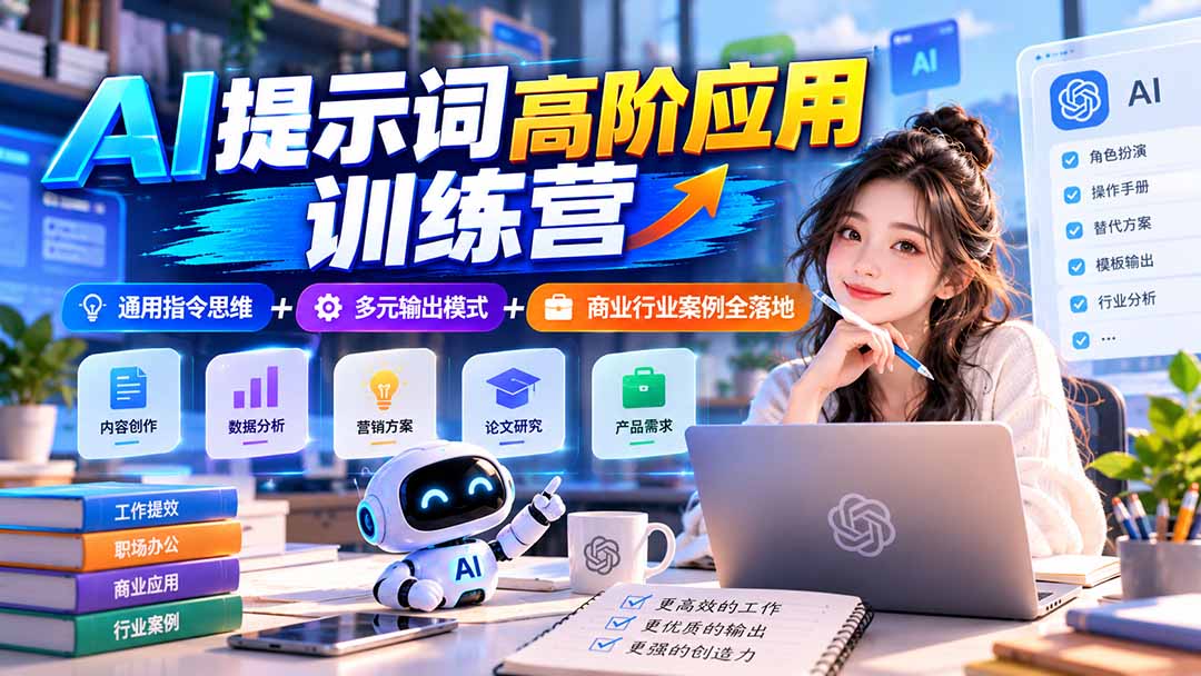 (20823期)【无水印】AI提示词高阶应用训练营|通用指令思维+多元输出模式+商业行业案例全落地插图1 (20823期)【无水印】AI提示词高阶应用训练营|通用指令思维+多元输出模式+商业行业案例全落地插图1