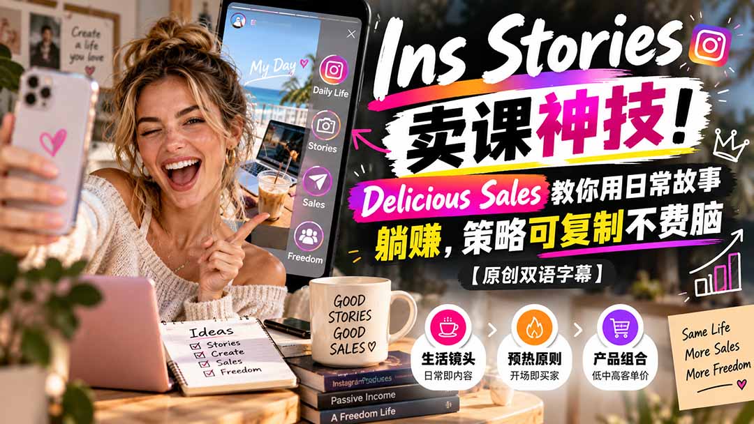 （20767期）Ins Stories 卖课神技！Delicious Sales 教你用日常故事躺赚，策略可复制不费脑【原创双语字幕】插图1
