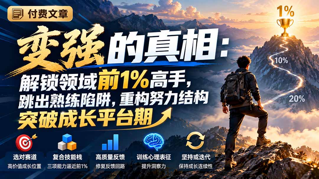 （21042期）付费文章：变强的真相：解锁领域前1%高手，跳出熟练陷阱，重构努力结构突破成长平台期-网赚副业网