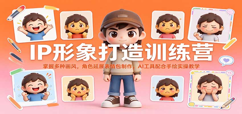 IP形象打造训练营:掌握多种画风,角色延展表情包制作,AI工具配合手绘实操教学-网赚副业网