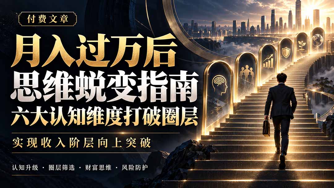 (21210期)付费文章:月入过万后思维蜕变指南,六大认知维度打破圈层,实现收入阶层向上突破-网赚副业网