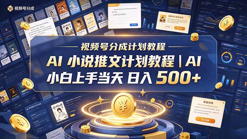 (20937期)最新视频号分成计划教程|AI 小说推文,小白上手当天日入 500+-网赚副业网