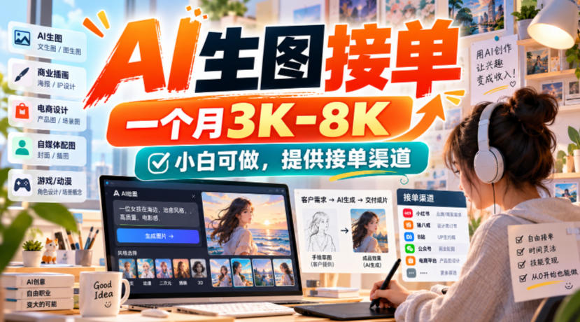 AI生图接单,一个月3K-8K,小白可做,提供接单渠道-网赚副业网