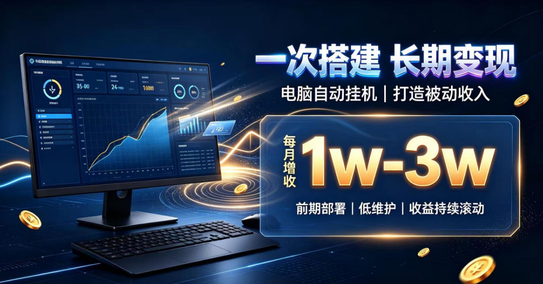 一份投入长期收益,电脑自动挂G类目,搭建被动收入每月增收1w-3w【揭秘】-网赚副业网