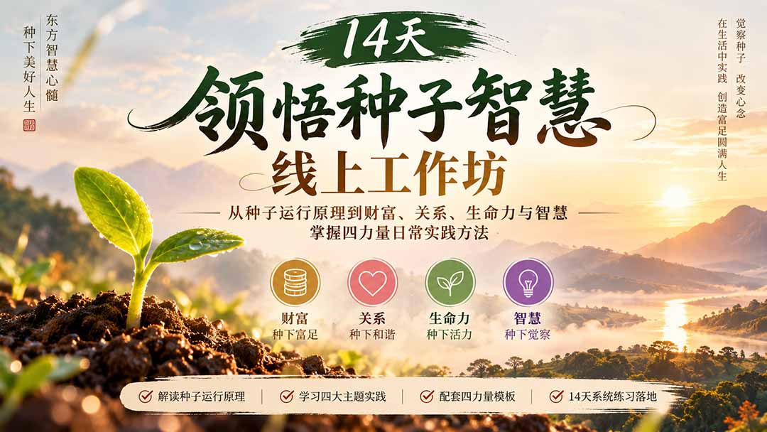 (20756期)14天领悟种子智慧线上工作坊|从种子运行原理到财富、关系、生命力与智慧,掌握四力量日常实践方法-网赚副业网