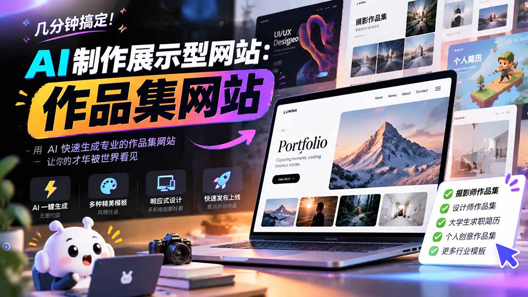 （21213期）几分钟搞定，AI制作展示型网站制作：作品集网站，用AI快速生成专业的作品集网站，接单变现！-网赚副业网