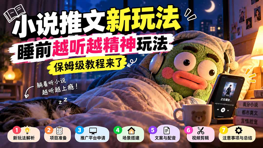 （20947期）小说推文新玩法，睡前越听越精神玩法，保姆级教程来了-网赚副业网