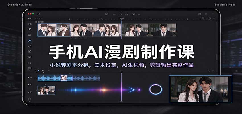 手机AI漫剧制作课:小说转剧本分镜,美术设定,AI生视频,剪辑输出完整作品-网赚副业网