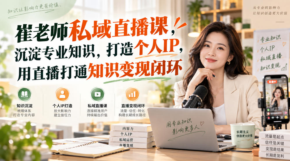 崔老师私域直播课，沉淀专业知识，打造个人IP，用直播打通知识变现闭环-网赚副业网