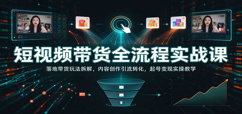 短视频带货全流程实战课:落地带货玩法拆解,内容创作引流转化,起号变现实操教学-网赚副业网