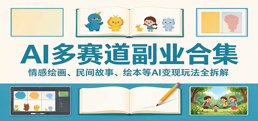AI多赛道副业合集:情感绘画、民间故事、绘本等AI变现玩法全拆解-网赚副业网