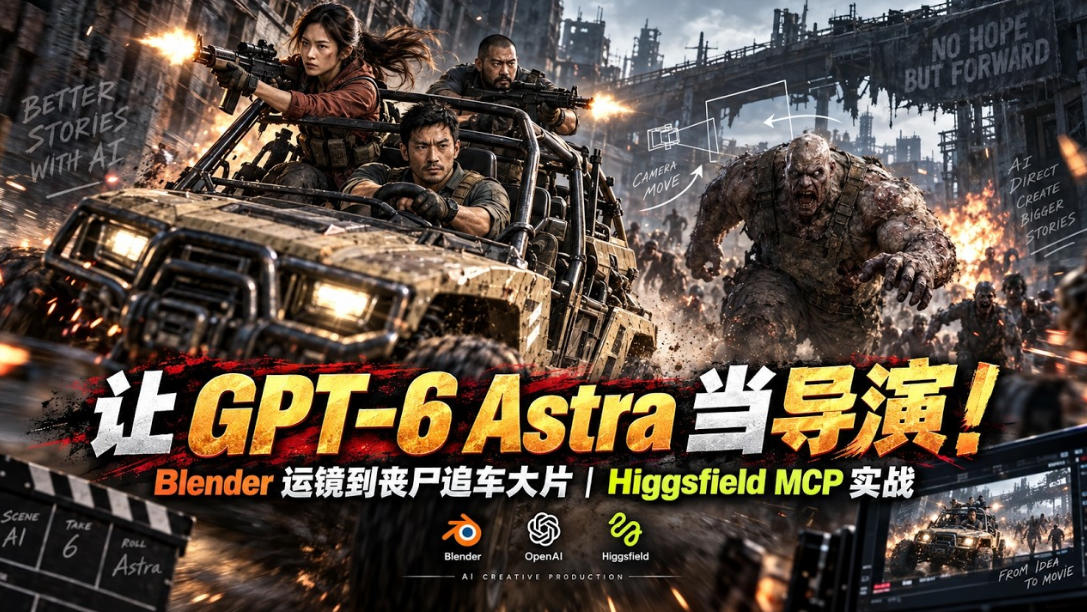 让GPT-6 Astra当导演!Blender运镜到丧尸追车大片|Higgsfield MCP实战-网赚副业网