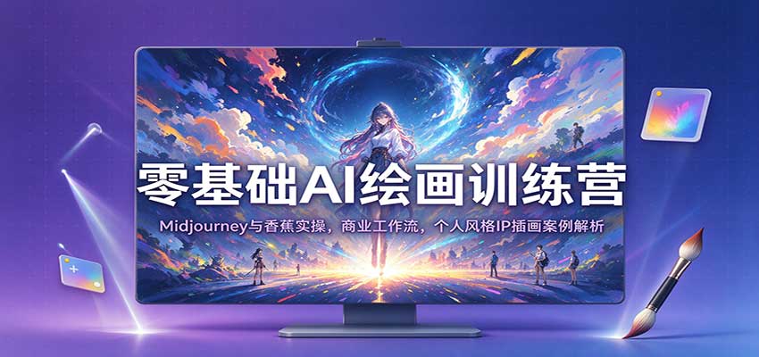 零基础AI绘画训练营:Midjourney与香蕉实操,商业工作流,个人风格IP插画案例解析-网赚副业网