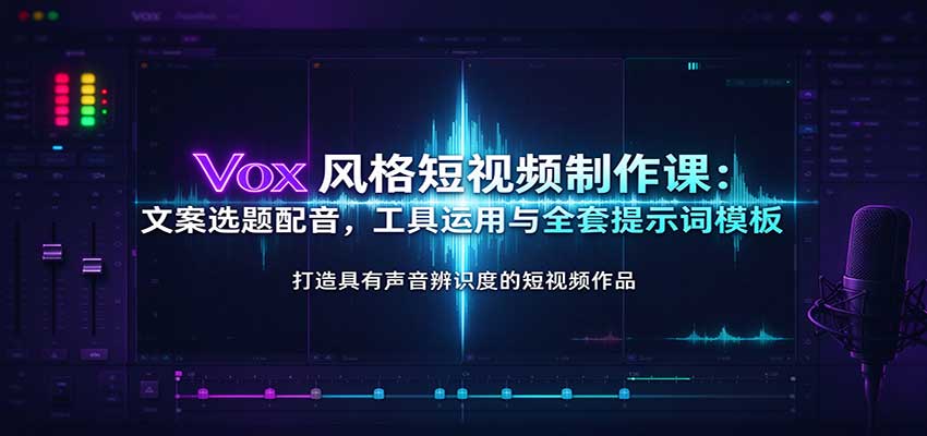 Vox风格短视频制作课:文案选题配音,工具运用与全套提示词模板-网赚副业网