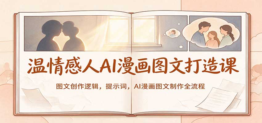 温情感人AI漫画图文打造课:图文创作逻辑,提示词,AI漫画图文制作全流程-网赚副业网