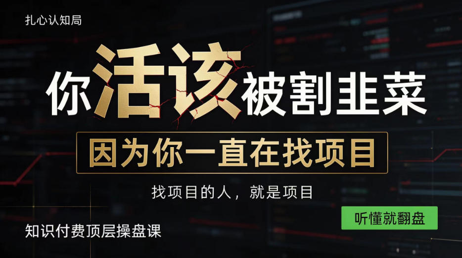 做项目不如卖项目,做知识付费自己当老板,知识付费顶层操盘课,听懂就翻盘【揭秘】-网赚副业网