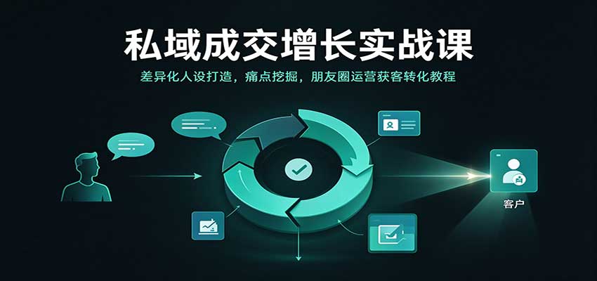 私域成交增长实战课:差异化人设打造,痛点挖掘,朋友圈运营获客转化教程-网赚副业网