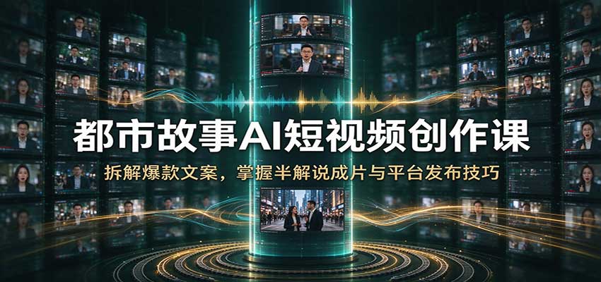 都市故事AI短视频创作课:拆解爆款文案,掌握半解说成片与平台发布技巧-网赚副业网