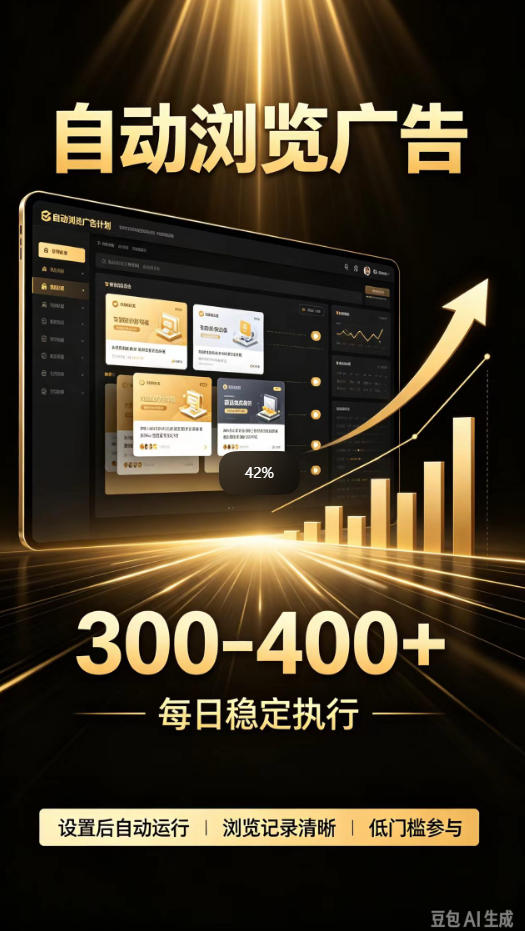 自动浏览广告计划,0门槛副业,日入300-400,躺賺稳定风口项目,无需人工操作,解放双手【揭秘】-网赚副业网