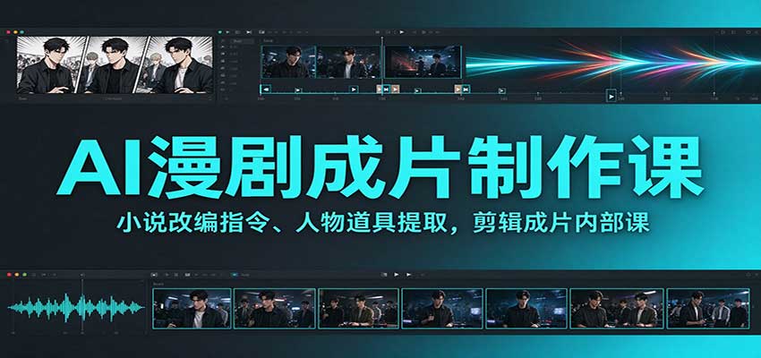 AI漫剧成片制作课：小说改编指令、人物道具提取，剪辑成片全流程-网赚副业网