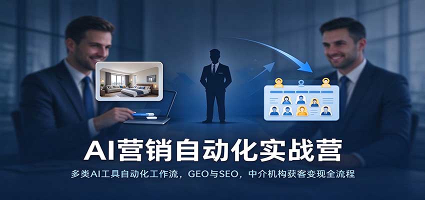 AI营销自动化实战营：多类AI工具自动化工作流，GEO与SEO，中介机构获客变现全流程-网赚副业网