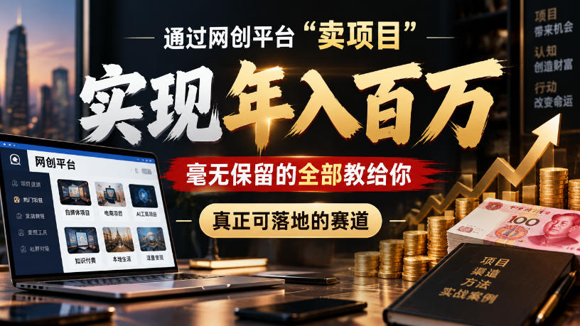 通过网创平台“卖项目”实现年入100w,毫无保留的全部教给你,真正可落地的赛道【揭秘】-网赚副业网