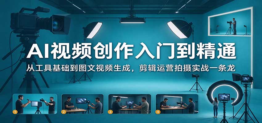 AI视频创作入门到精通：从工具基础到图文视频生成，剪辑运营拍摄实战一条龙-网赚副业网
