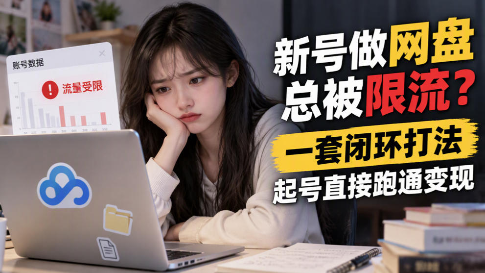 新号做网盘总被限流?一套闭环打法,起号直接跑通变现-网赚副业网