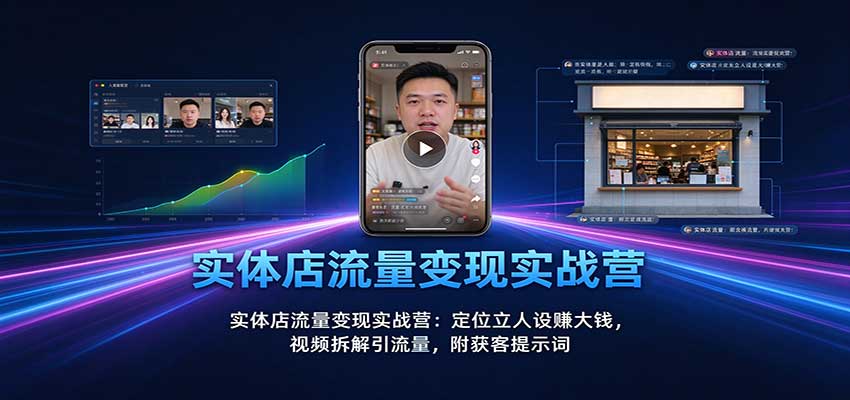实体店流量变现实战营:定位立人设赚大钱,视频拆解引流量,附获客提示词-网赚副业网