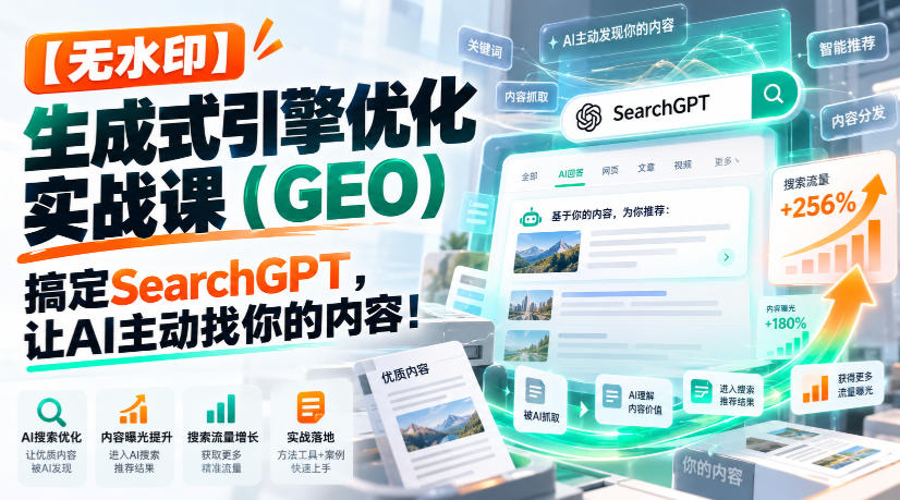 【无水印】生成式引擎优化(GEO)实战课:搞定SearchGPT,让AI主动找你的内容!【原创双语字幕】插图 【无水印】生成式引擎优化(GEO)实战课:搞定SearchGPT,让AI主动找你的内容!【原创双语字幕】插图