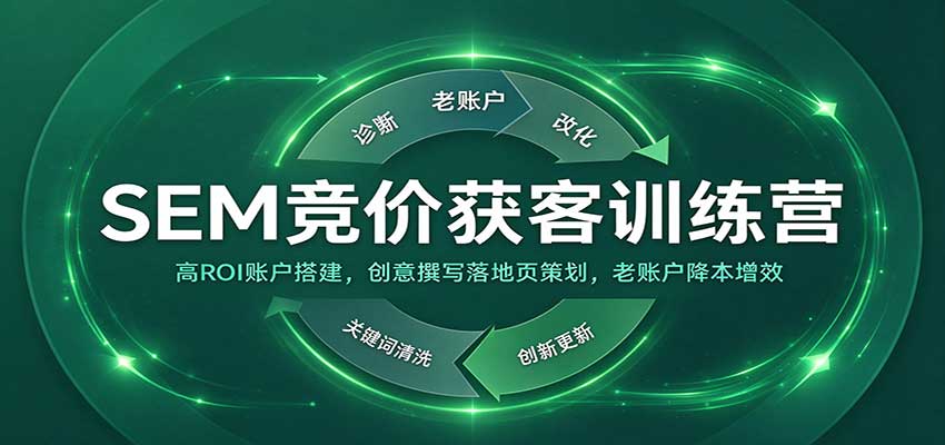 SEM竞价获客训练营:高ROI账户搭建,创意撰写落地页策划,老账户降本增效-网赚副业网