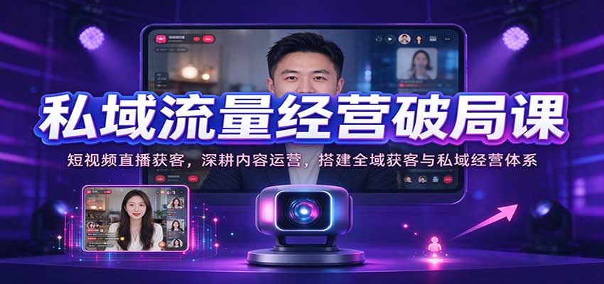 私域流量经营破局课:短视频直播获客,深耕内容运营,搭建全域获客与私域经营体系-网赚副业网