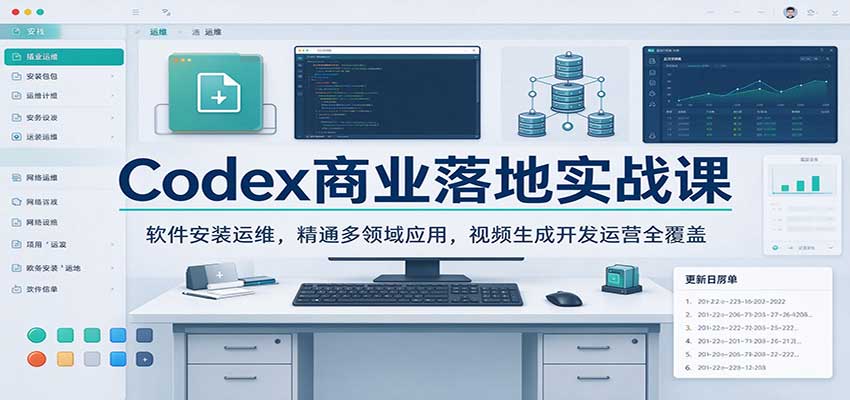 Codex商业落地实战课：软件安装运维，精通多领域应用，视频生成开发运营全覆盖-网赚副业网