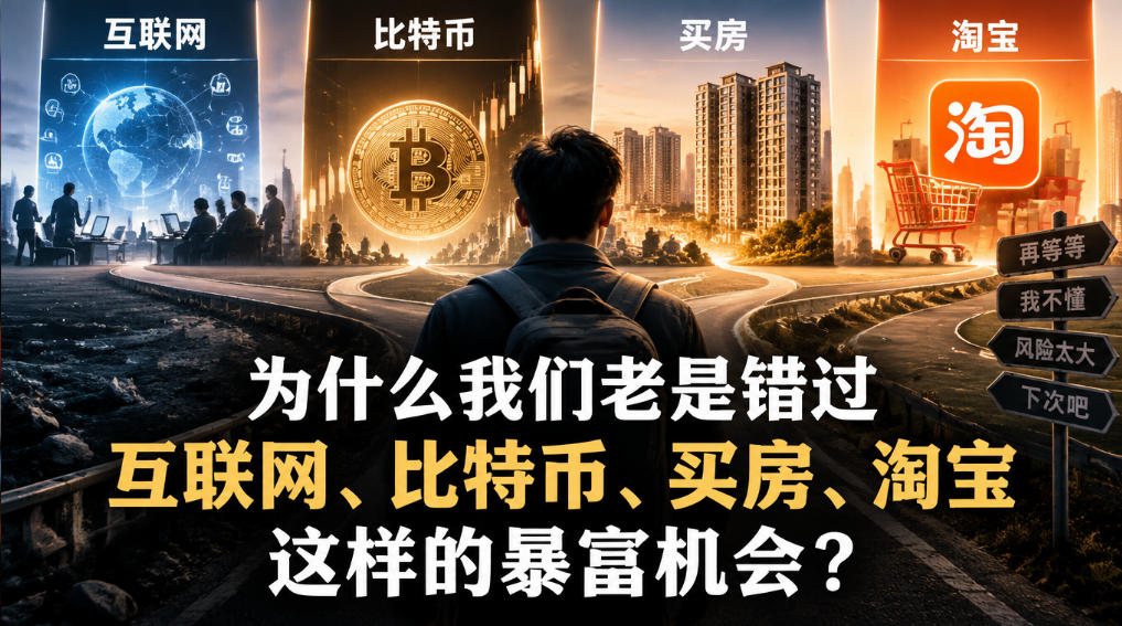 某社群付费文章:为什么我们老是错过互联网、比特币、买房、淘宝这样的暴富机会?-网赚副业网